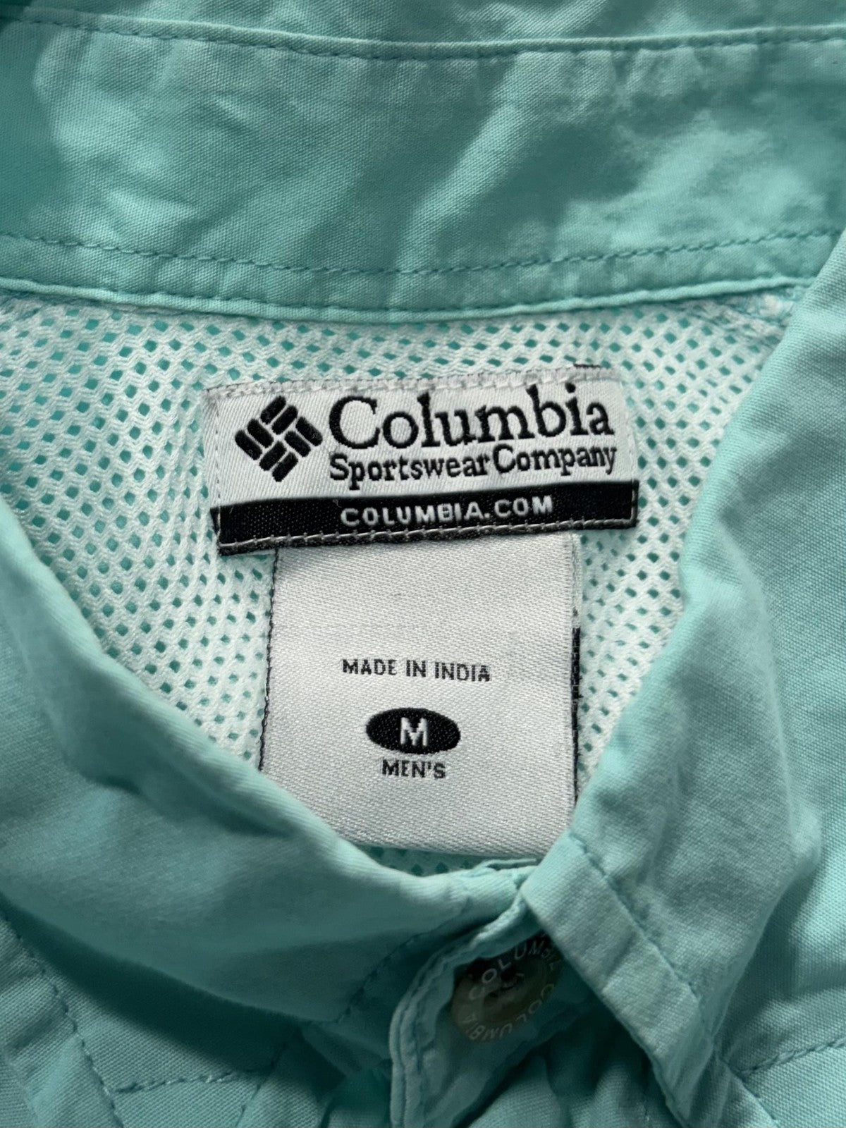 Columbia PFG Shirt Mens Medium Green Short Sleeve Fishing Button Up Vented