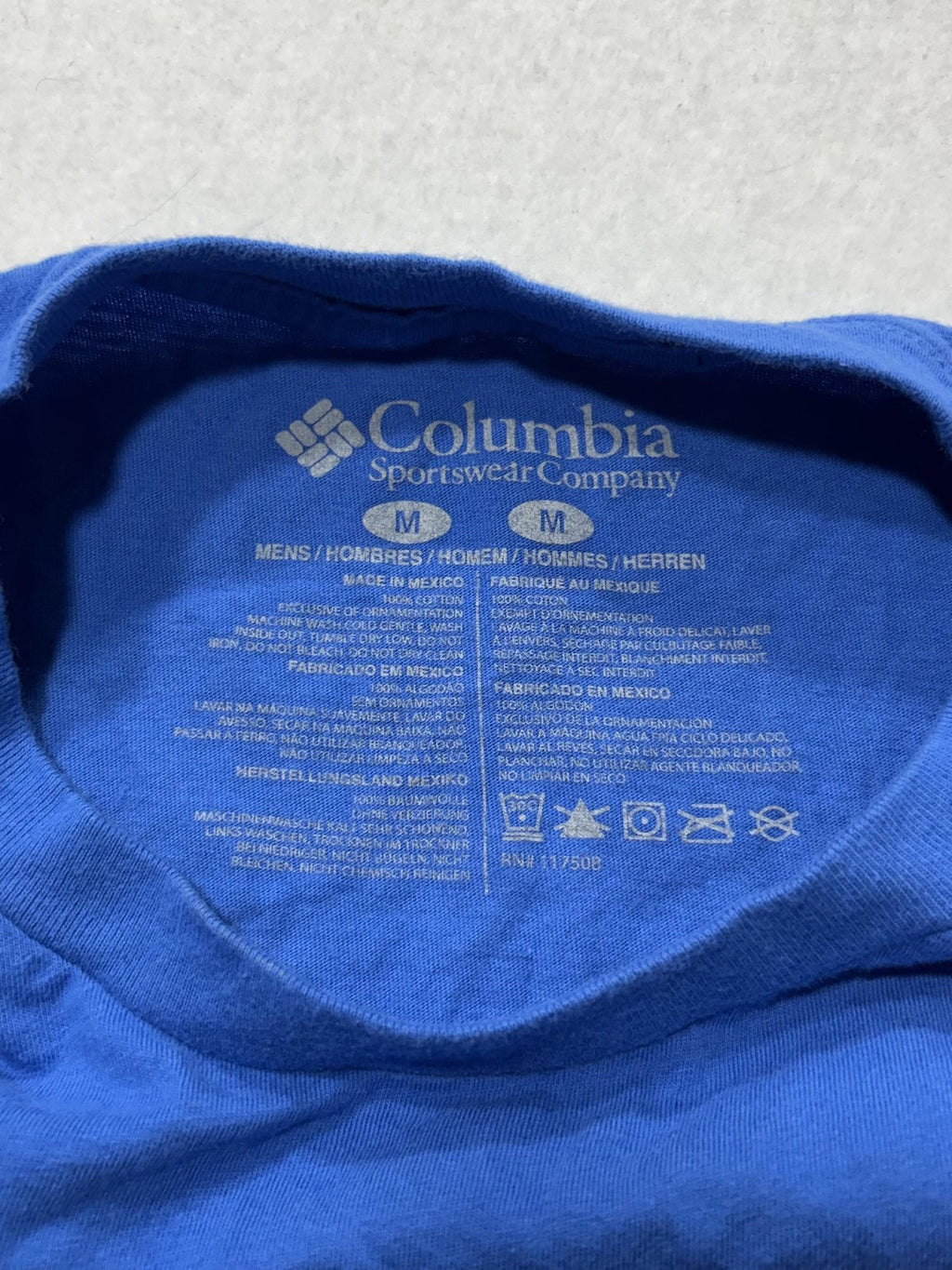 Columbia Shirt Mens Medium Blue Established 1938 Graphic Tee Short Sleeve