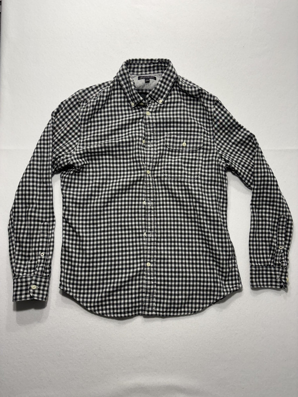 Banana Republic Shirt Mens Large Black Check Soft Wash Lined Button Up Slim