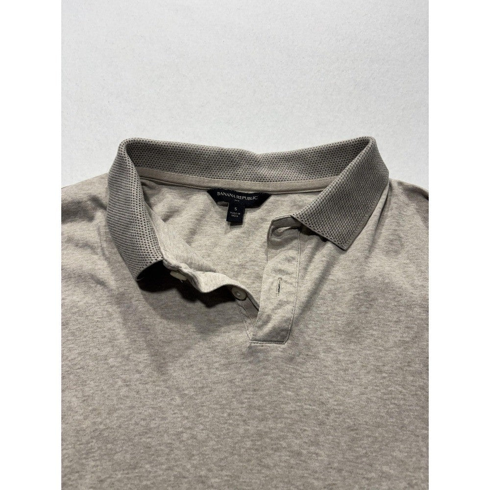 Banana Republic Polo Shirt Mens Small Gray Short Sleeve Jersey Cotton Casual