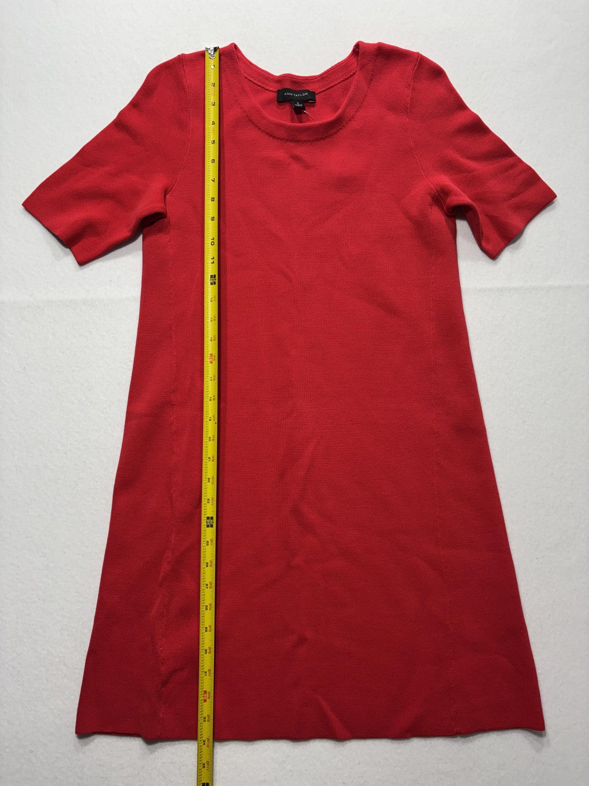 Ann Taylor T-Shirt Dress Womens Small Red Knit Crewneck Short Sleeve Cotton