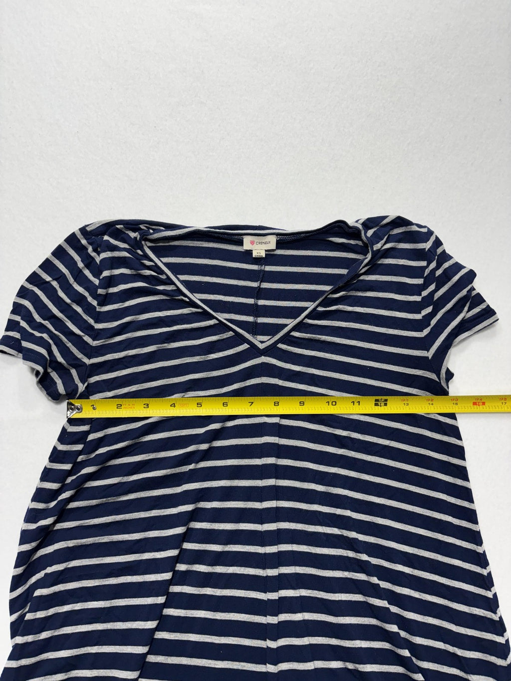 Cremieux T-Shirt Dress Womens XS Blue Stripe V Neck Short Sleeve Jersey Stretch