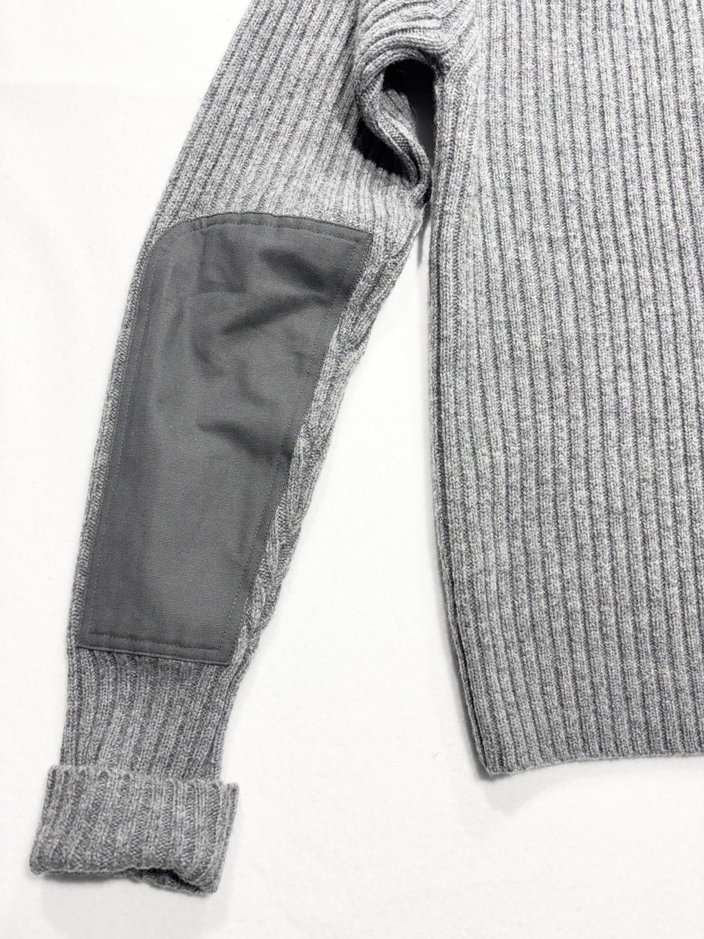 L.L. Bean Sweater Mens Small Gray Ribbed Wool Full Zip Commando Mock Neck Knit
