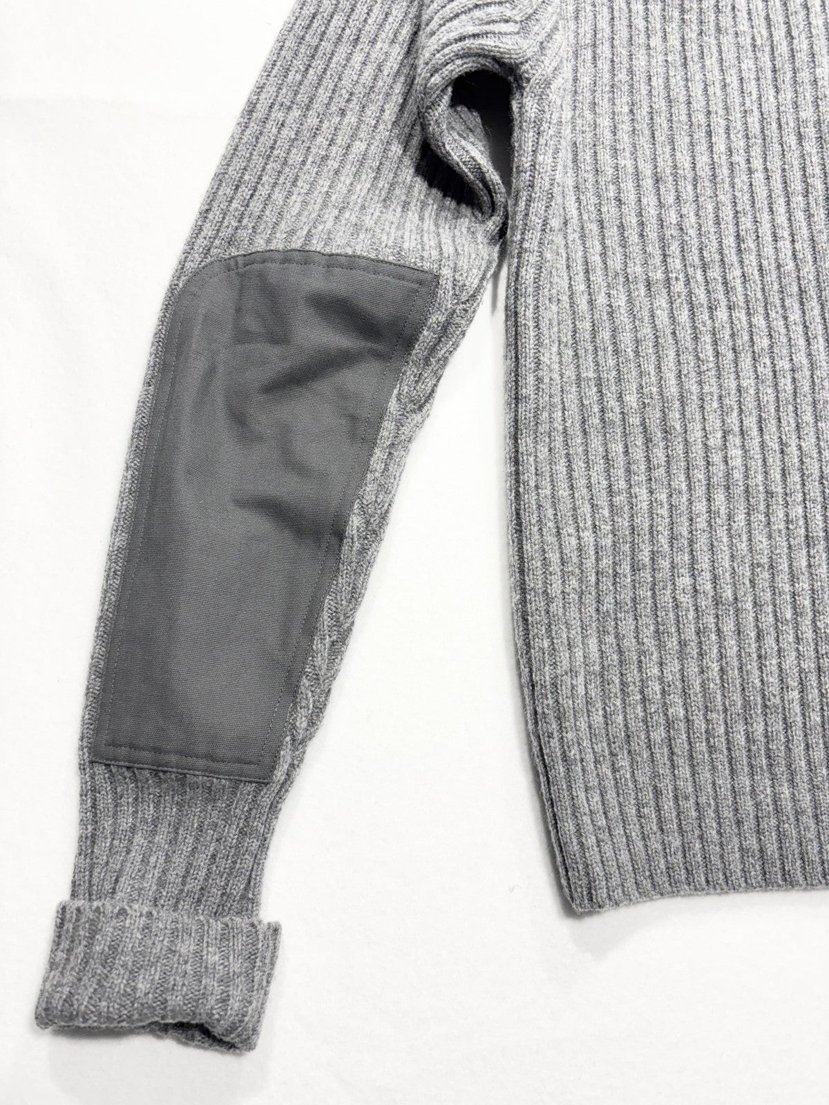 L.L. Bean Sweater Mens Small Gray Ribbed Wool Full Zip Commando Mock Neck Knit