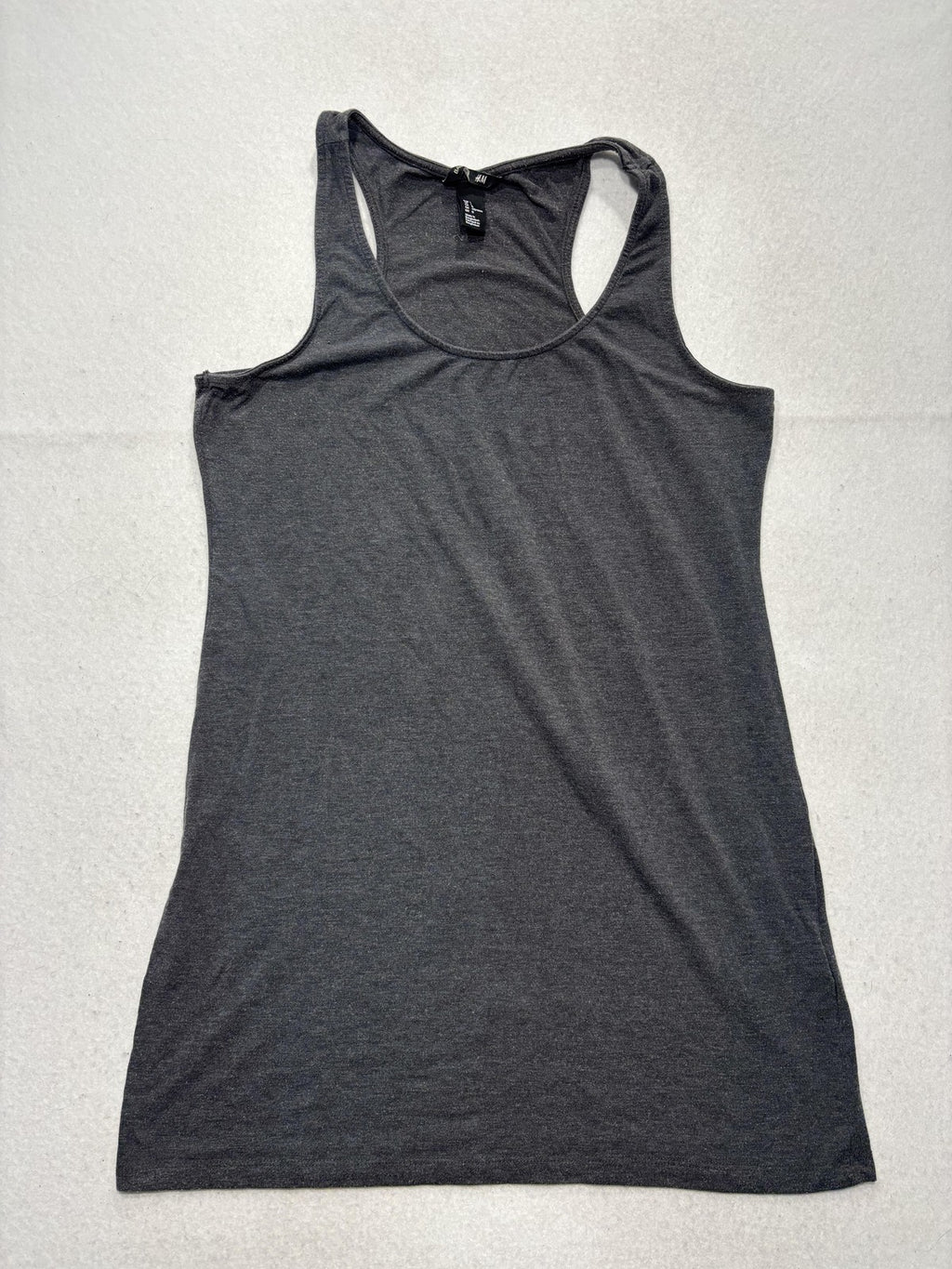 H&M Tank Top Womens L Gray Scoop Neck Racerback Jersey Basic Summer Casual