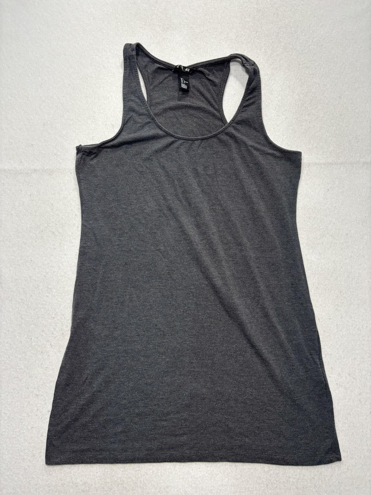 H&M Tank Top Womens L Gray Scoop Neck Racerback Jersey Basic Summer Casual