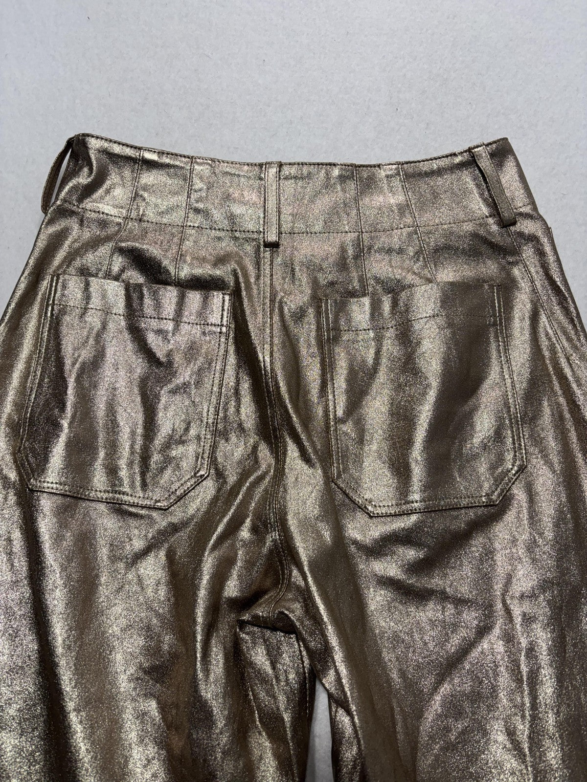 Maeve Pants Womens 26 Gold Colette Metallic Cropped Wide Leg Anthropologie