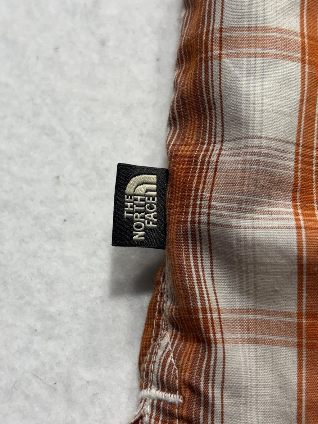 The North Face Shirt Mens Medium Orange Plaid Short Sleeve Button Up Casual