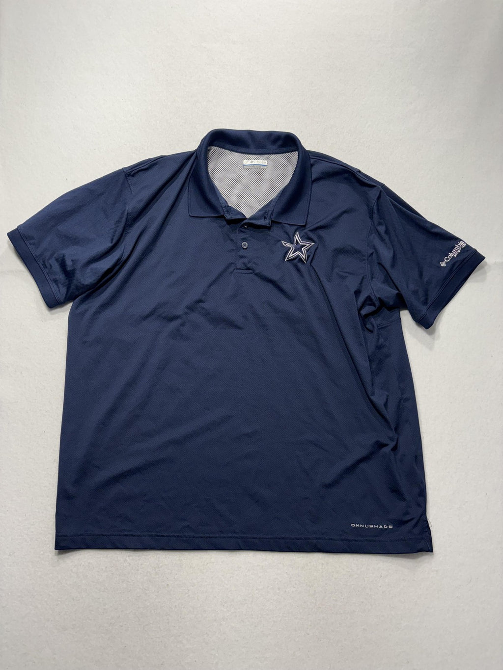 Columbia PFG Omni-Shade Polo Shirt Mens XL Blue Star Logo Fishing UV Protection