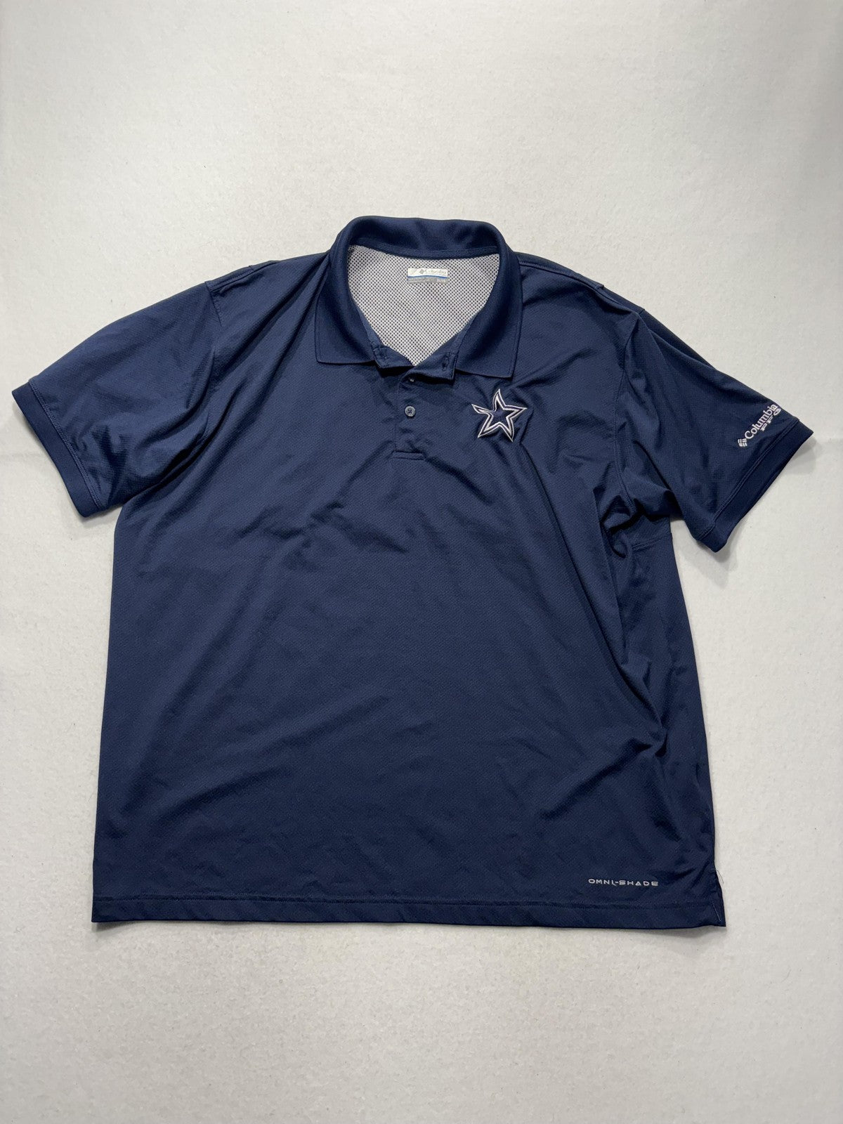 Columbia PFG Omni-Shade Polo Shirt Mens XL Blue Star Logo Fishing UV Protection