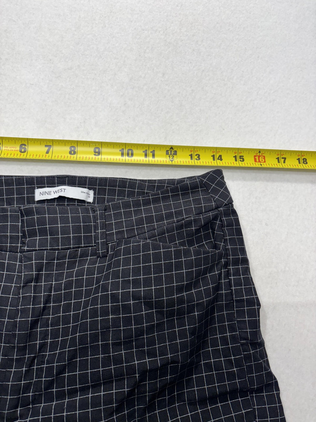 Nine West Dress Pants Womens 10 Black Check Slim Ankle Tapered Stretch Work