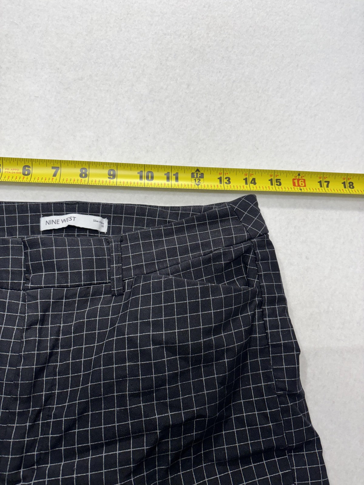 Nine West Dress Pants Womens 10 Black Check Slim Ankle Tapered Stretch Work