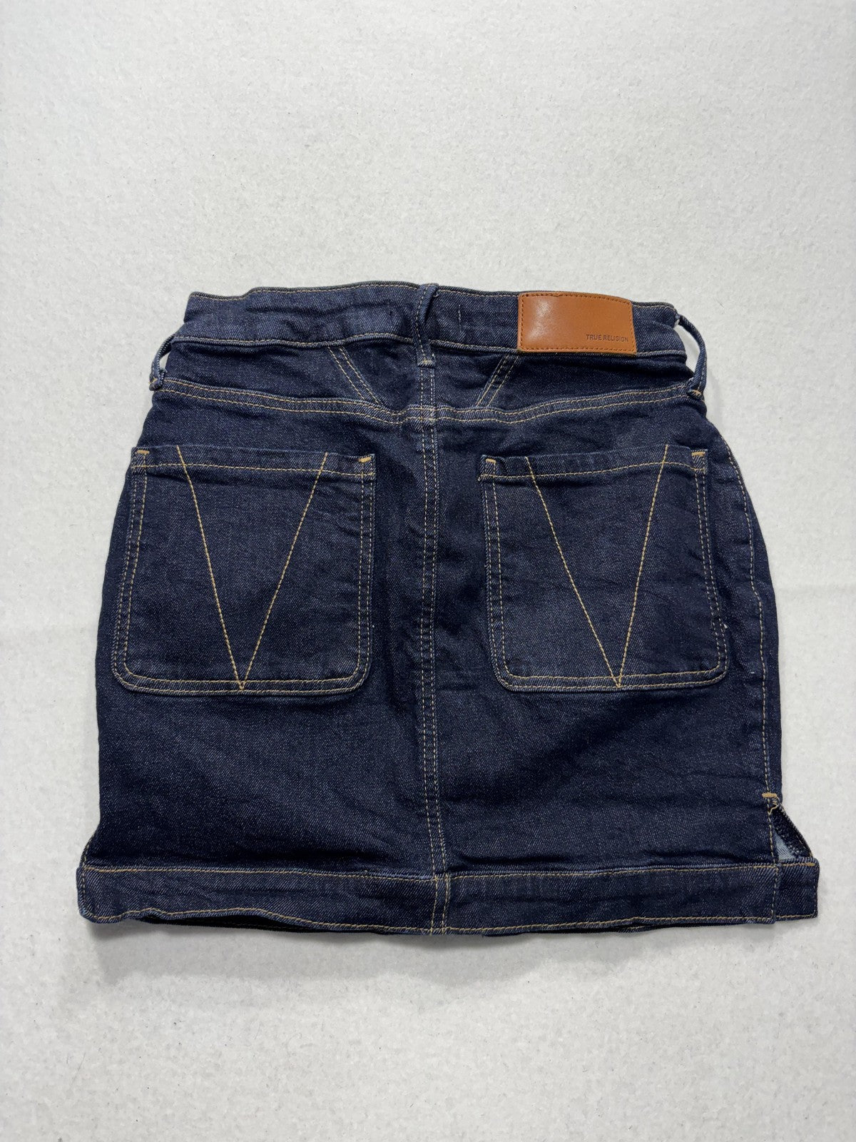 True Religion Skirt Womens 26W Blue Denim Utility Pocket Mini Stretch Casual
