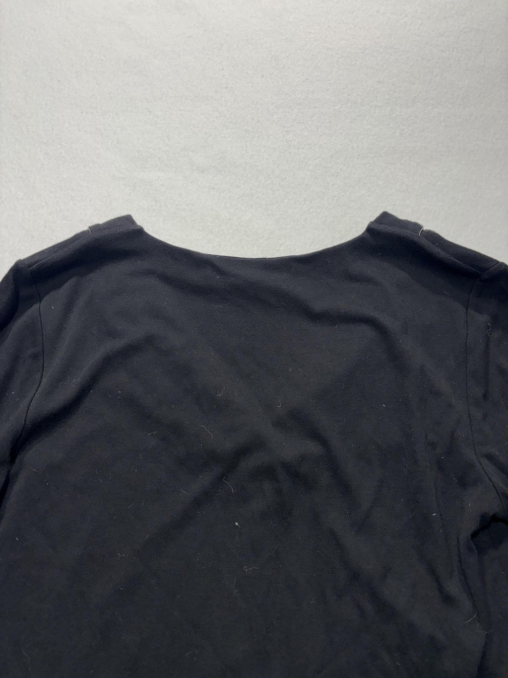 White House Black Market Shirt Womens XS Black Deep V Neck Long Sleeve Jersey