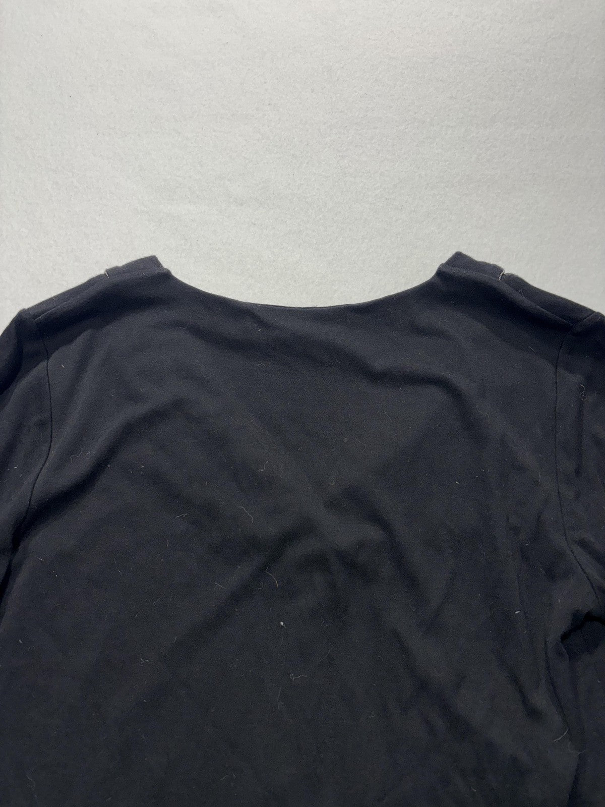White House Black Market Shirt Womens XS Black Deep V Neck Long Sleeve Jersey