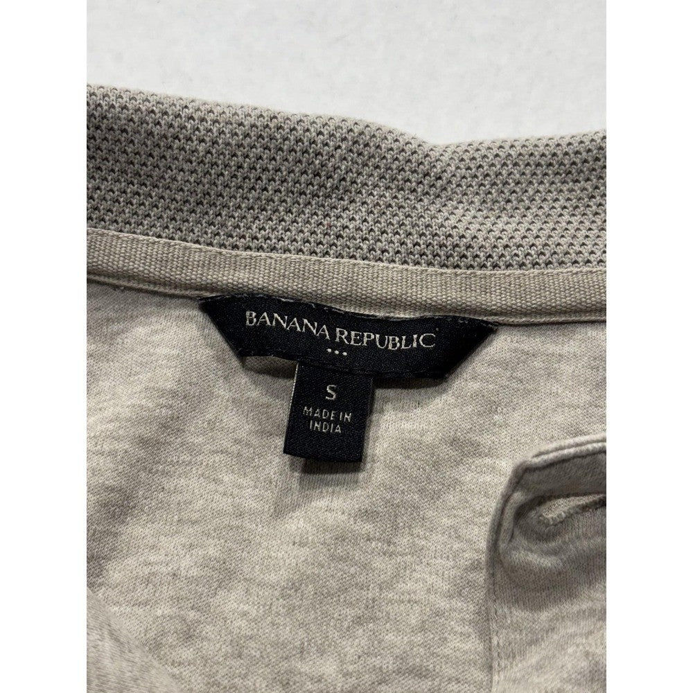 Banana Republic Polo Shirt Mens Small Gray Short Sleeve Jersey Cotton Casual