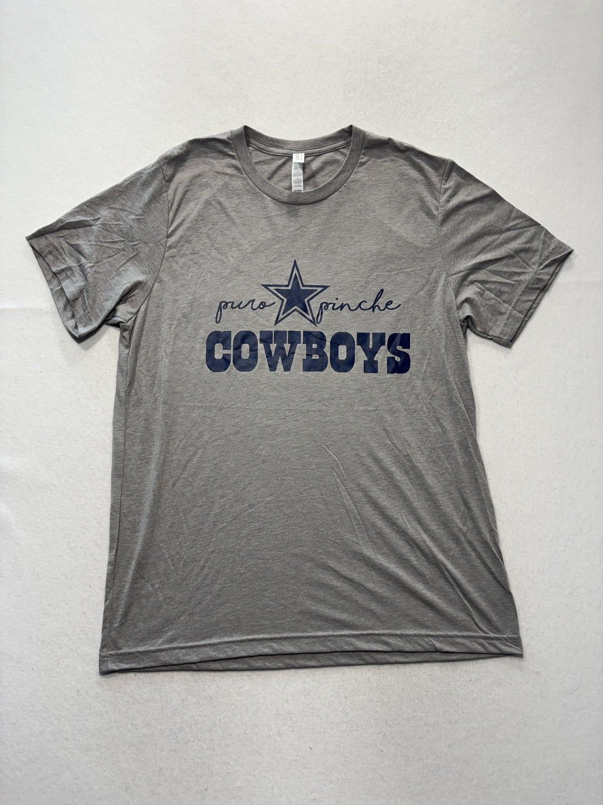 Dallas Cowboys Shirt Mens Large Gray NFL Football Puro Pinche Bella Canvas Tee