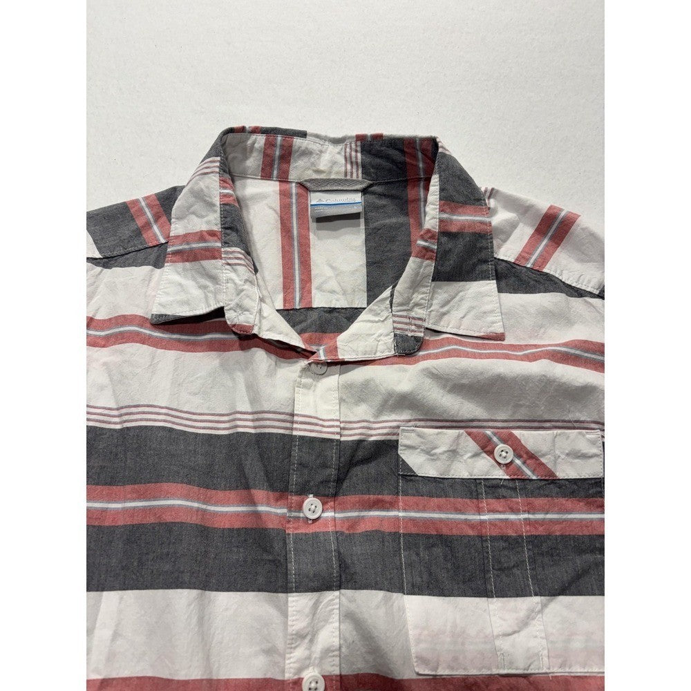 Columbia Shirt Mens Large Multicolor Striped Short Sleeve Button Up Casual