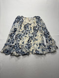 Maeve Blouse Womens XS Blue Floral Ruffle Bell Sleeve Peasant Boho Top