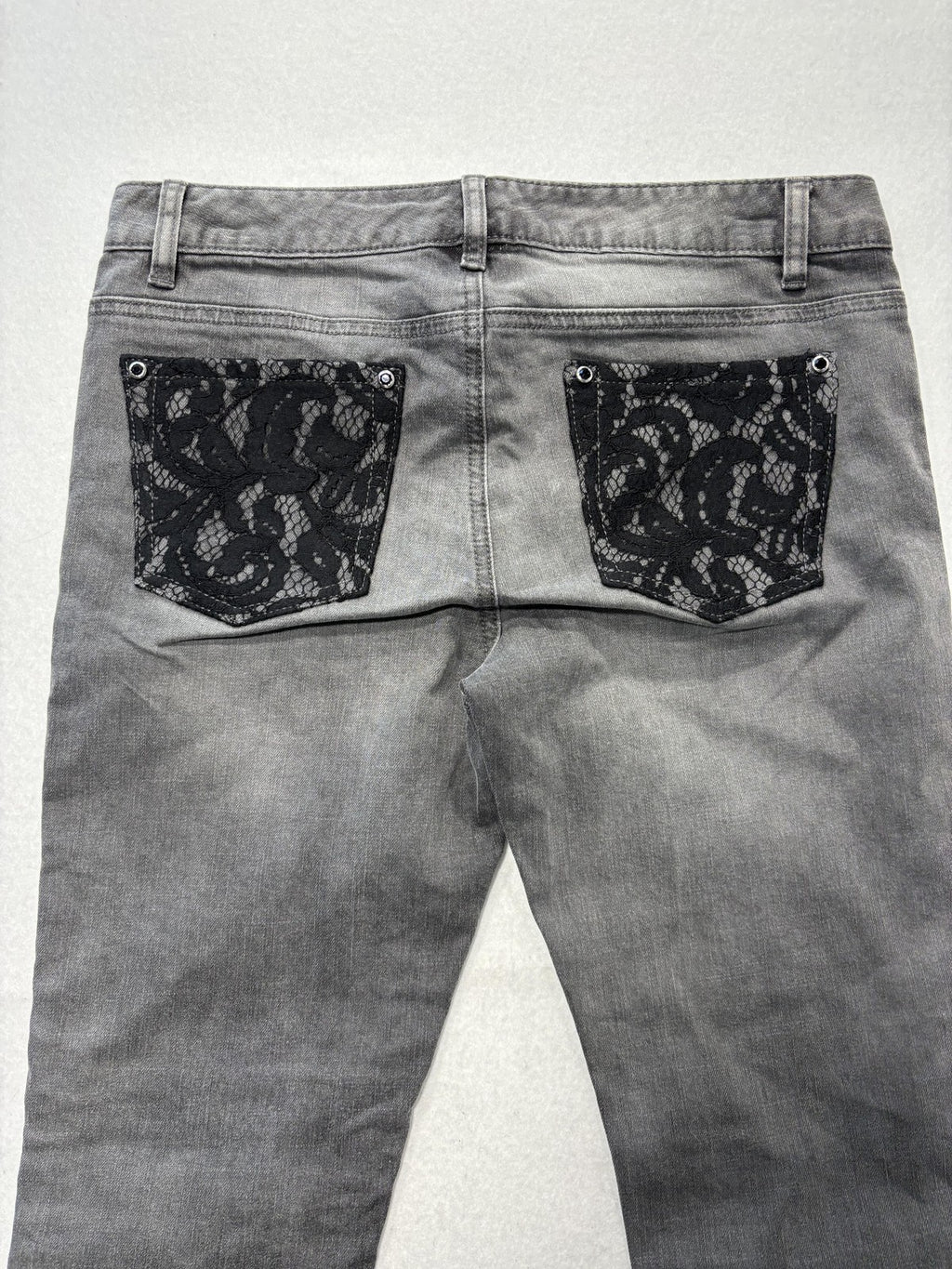 MICHAEL Michael Kors Jeans Womens 6 Charcoal Mid Rise Skinny Lace 30x29.5