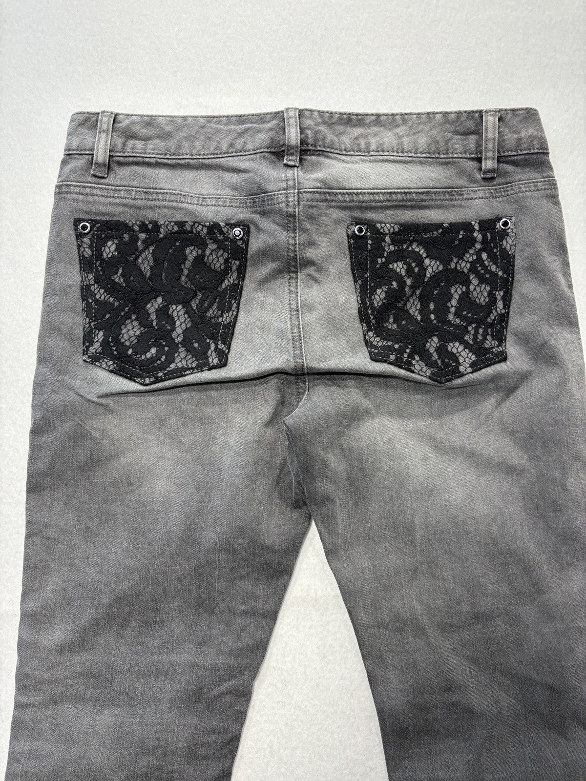 MICHAEL Michael Kors Jeans Womens 6 Charcoal Mid Rise Skinny Lace 30x29.5