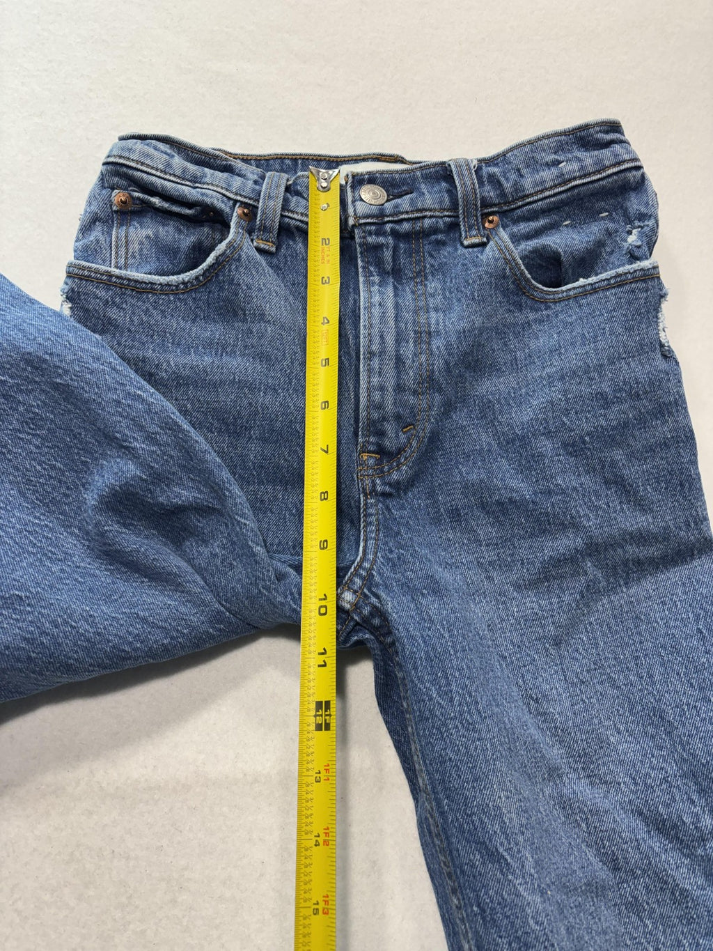 Abercrombie & Fitch 90s Straight Jeans Womens 25 Blue High Rise Distressed 25x27