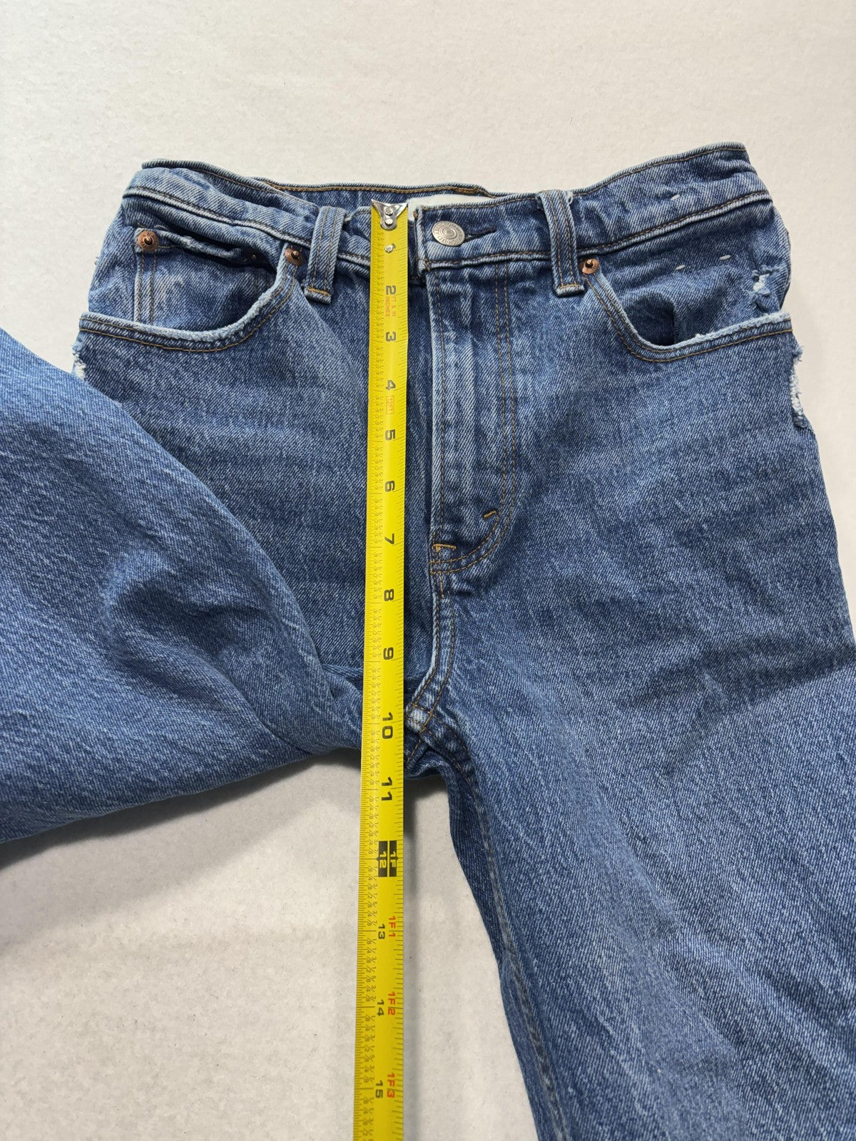 Abercrombie & Fitch 90s Straight Jeans Womens 25 Blue High Rise Distressed 25x27