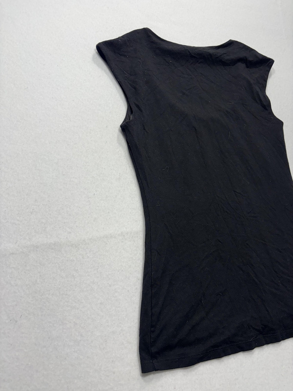 White House Black Market Tank Womens XXS Black Scoop Neck Pleated Lined Stretch