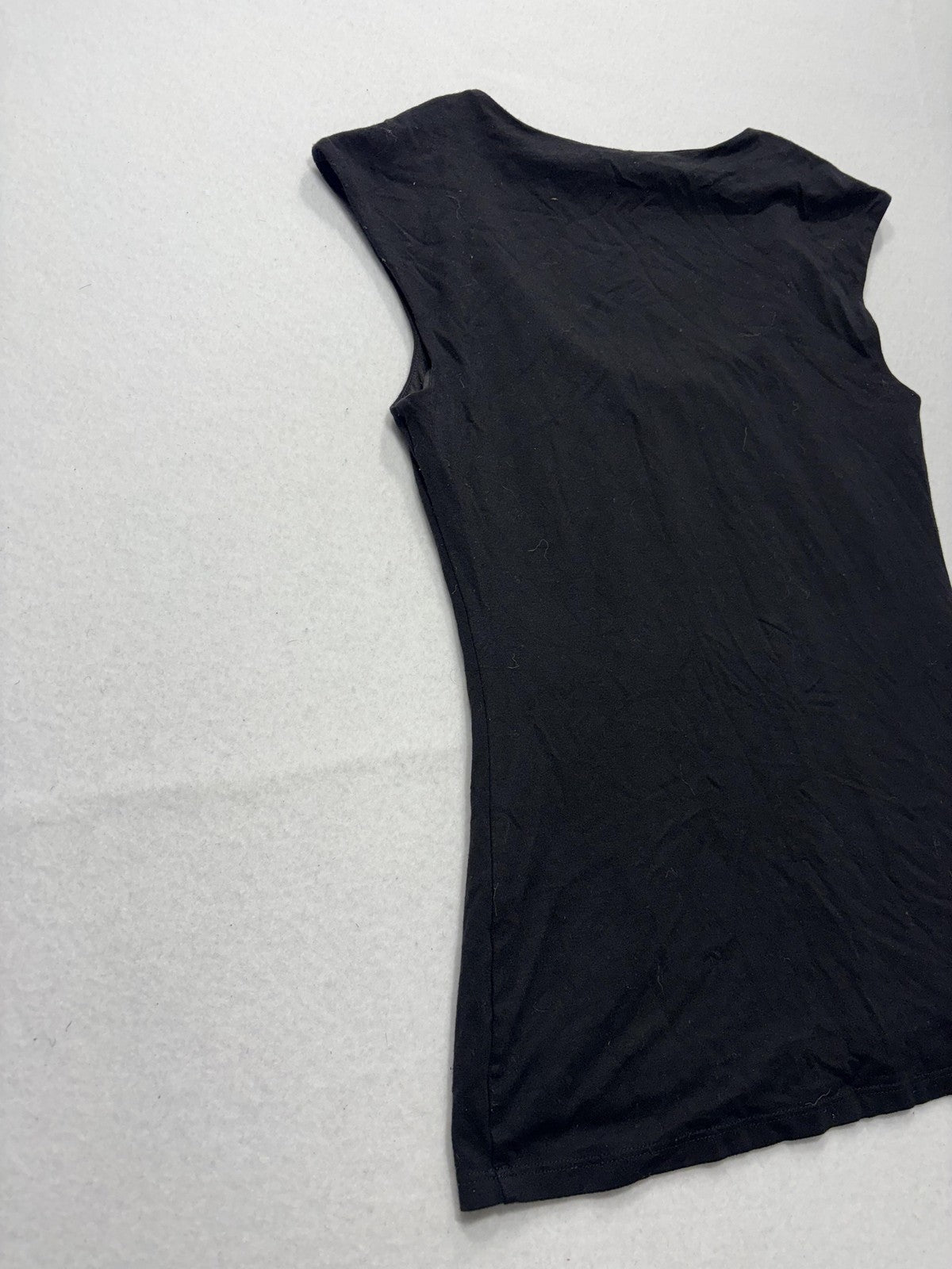 White House Black Market Tank Womens XXS Black Scoop Neck Pleated Lined Stretch