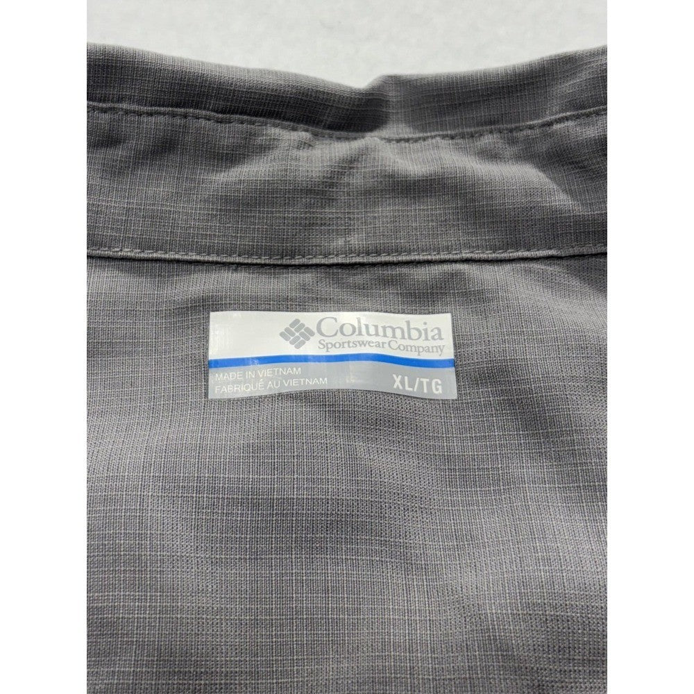 Columbia Shirt Mens XL Gray Check Short Sleeve Button Up Lightweight Casual
