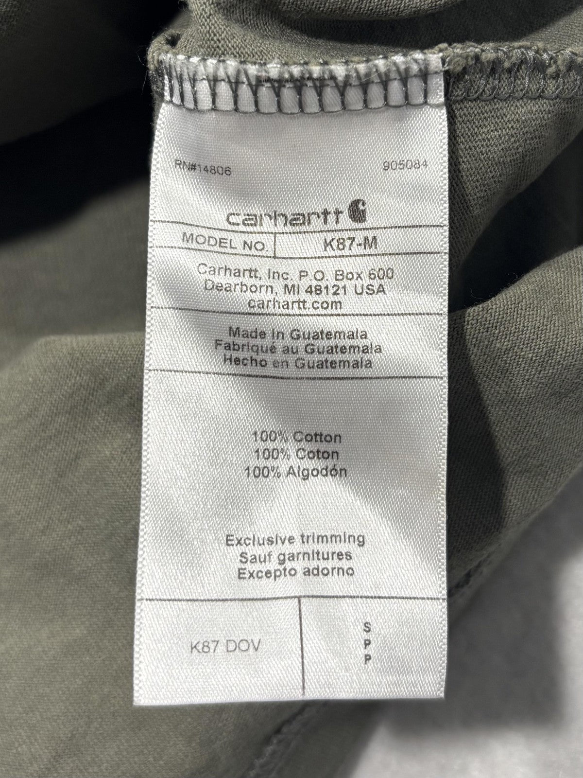 Carhartt Mens Small Green K87 Loose Fit Pocket T-Shirt Short Sleeve K87-M DOV