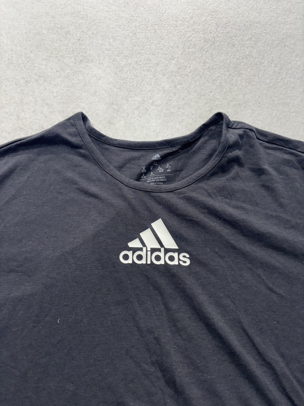 Adidas AEROREADY Shirt Womens XL Black Cropped 3 Stripe Logo HA1192 Athletic Top