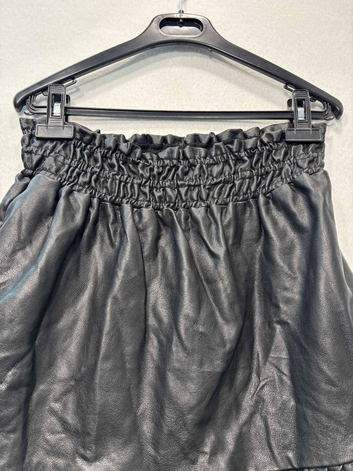 Anthropologie Skirt Womens Small Black Faux Leather Tiered Ruffle Maxi Lined