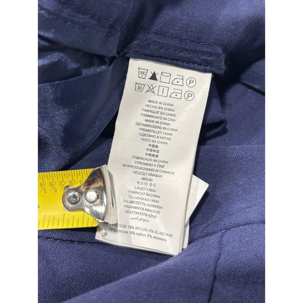 MICHAEL Michael Kors Dress Pants Womens 8 Blue Twill Slim Stretch Flat Front