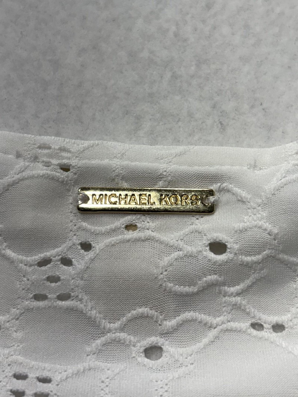 MICHAEL Michael Kors Blouse Womens Medium White V Neck Flutter Sleeve Lace Top