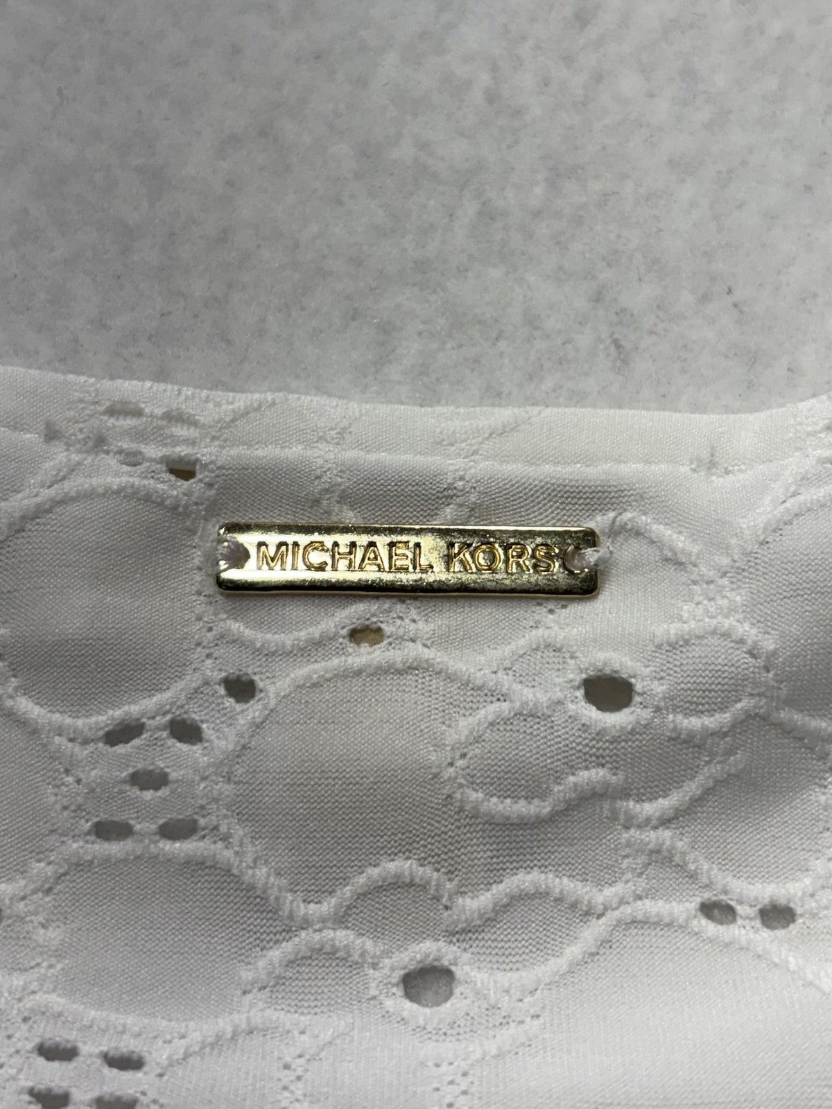 MICHAEL Michael Kors Blouse Womens Medium White V Neck Flutter Sleeve Lace Top