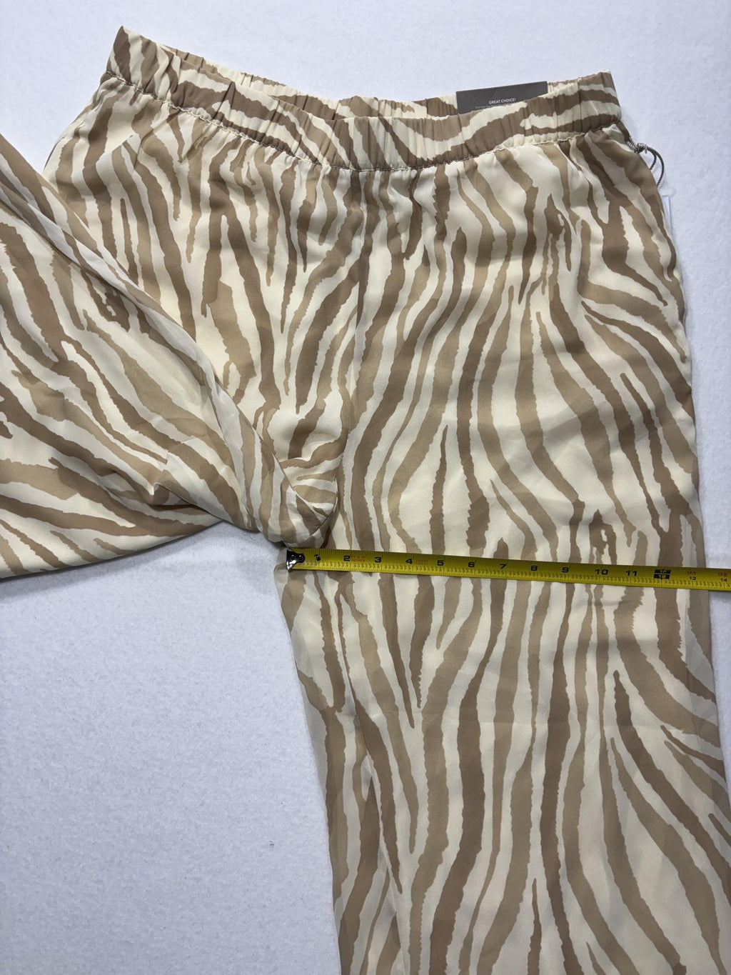 Soft Surroundings Dress Pants Womens Large Beige Neutral Zebra Wide Leg Pull On