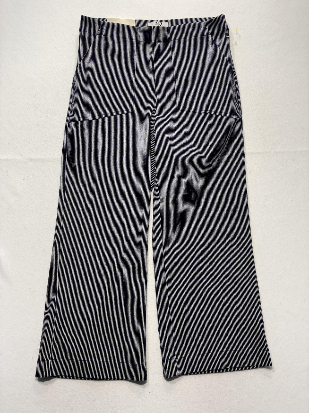 NIC+ZOE Jeans Womens 29 Blue Pinstripe Mid Rise Wide Leg Stretch Denim 31x28.5