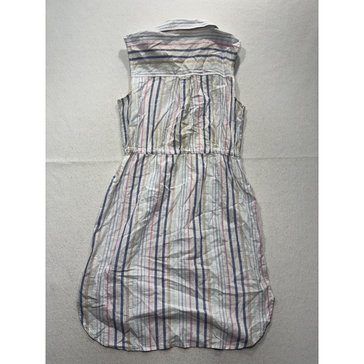Time And Tru Womens M Multicolor Stripe Sleeveless Button Shirt Dress
