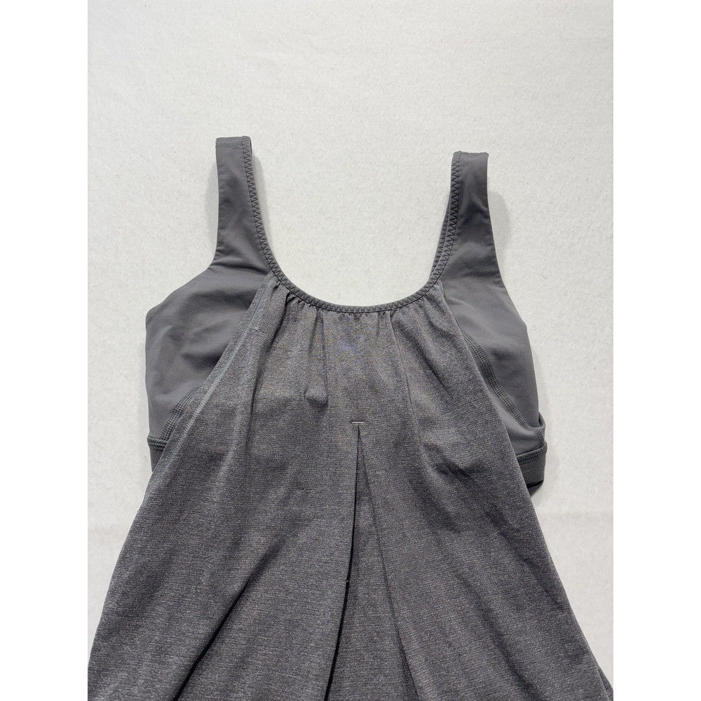 Lululemon Tank Womens Small Gray Scoop Neck Built In Bra Drawcord Hem Yoga Top