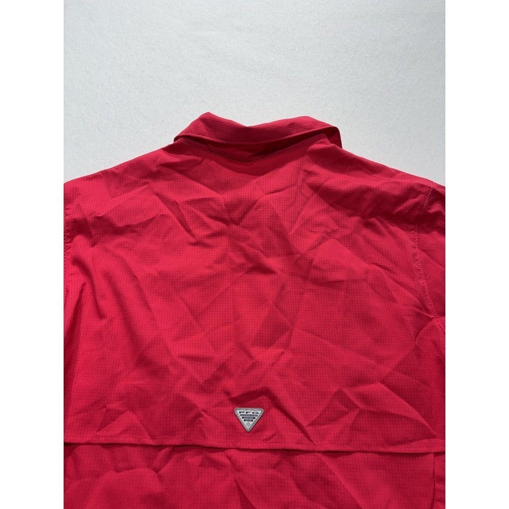 Columbia PFG Mens Large Red Long Sleeve Vented Fishing Button Up Shirt