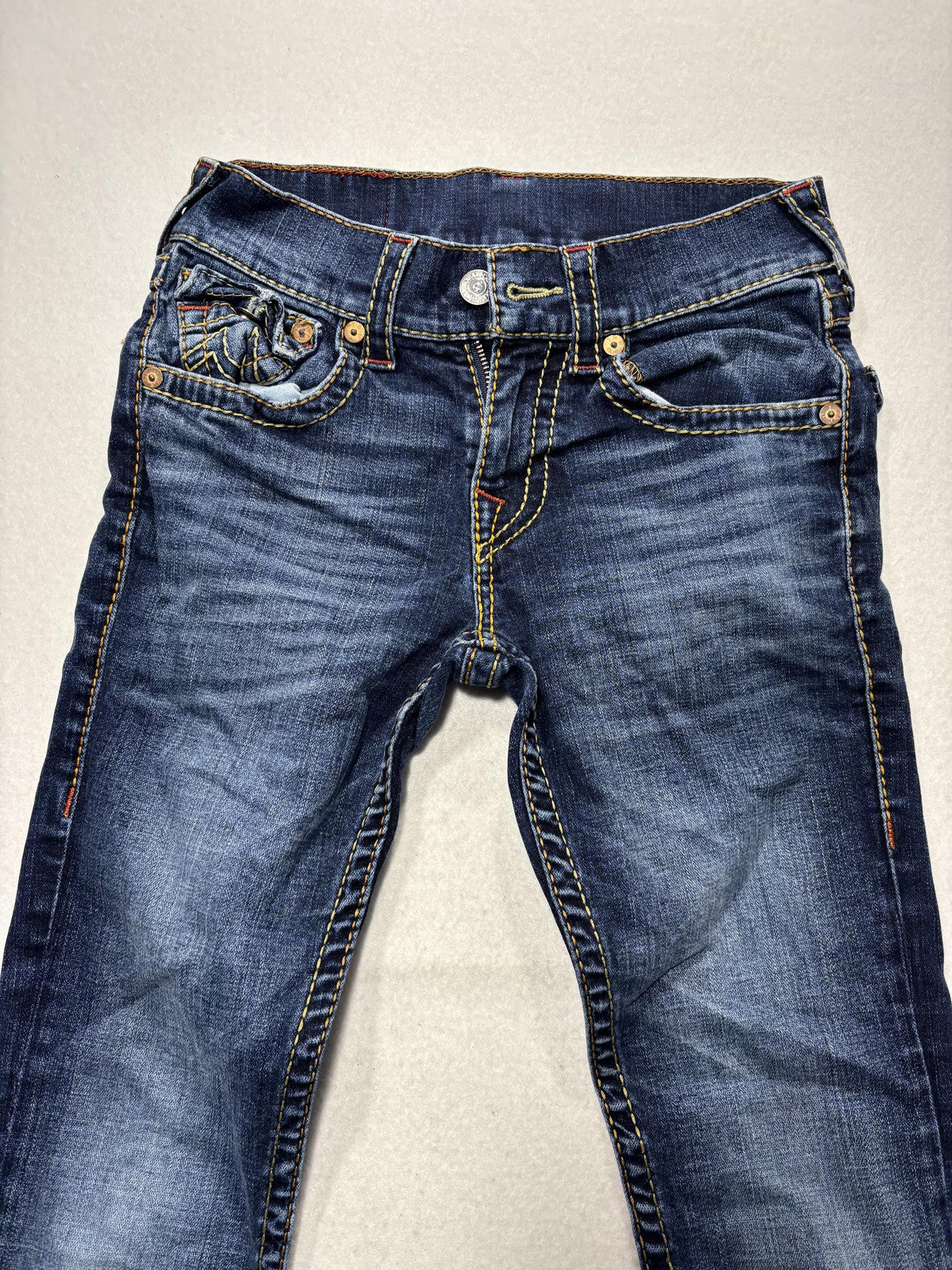 True Religion Section Slim Jeans Mens 28x29 Blue Wash Straight Stretch Denim