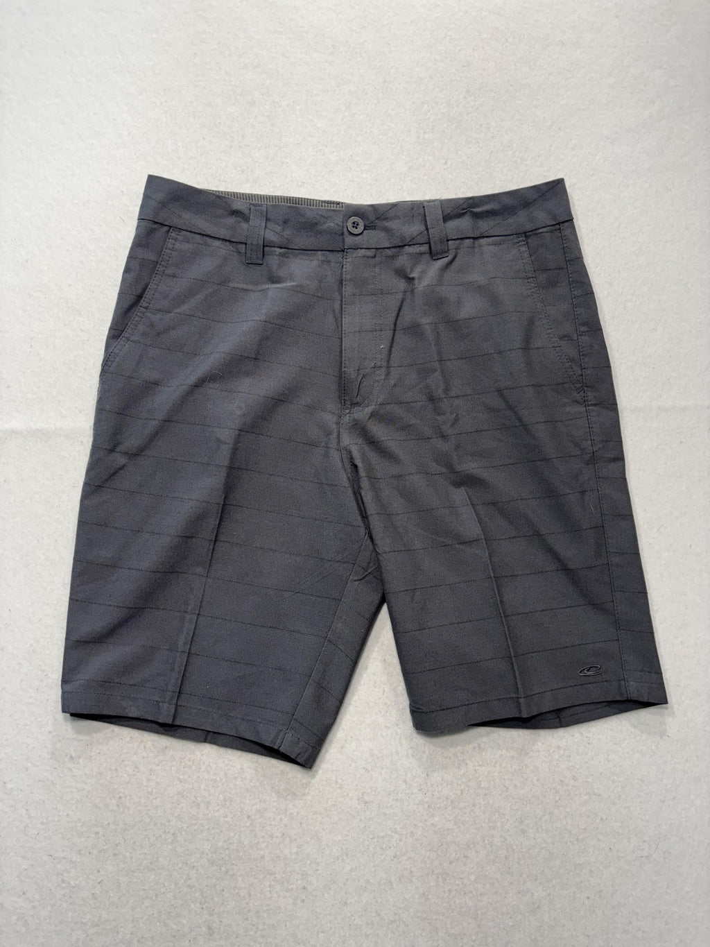 O'Neill Chino Shorts Mens 34 Gray 9" Inseam Striped Stretch Casual Travel