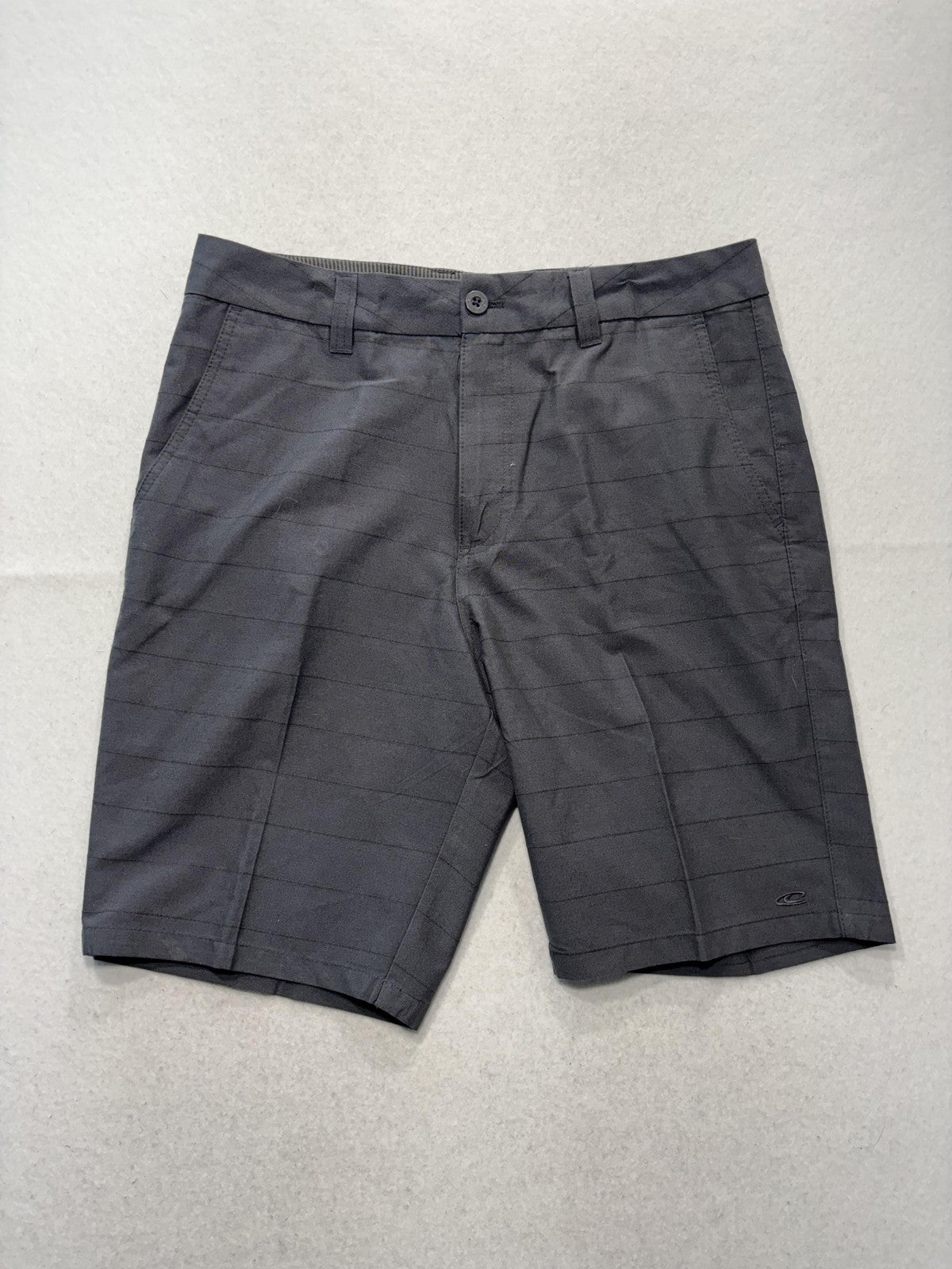 O'Neill Chino Shorts Mens 34 Gray 9" Inseam Striped Stretch Casual Travel