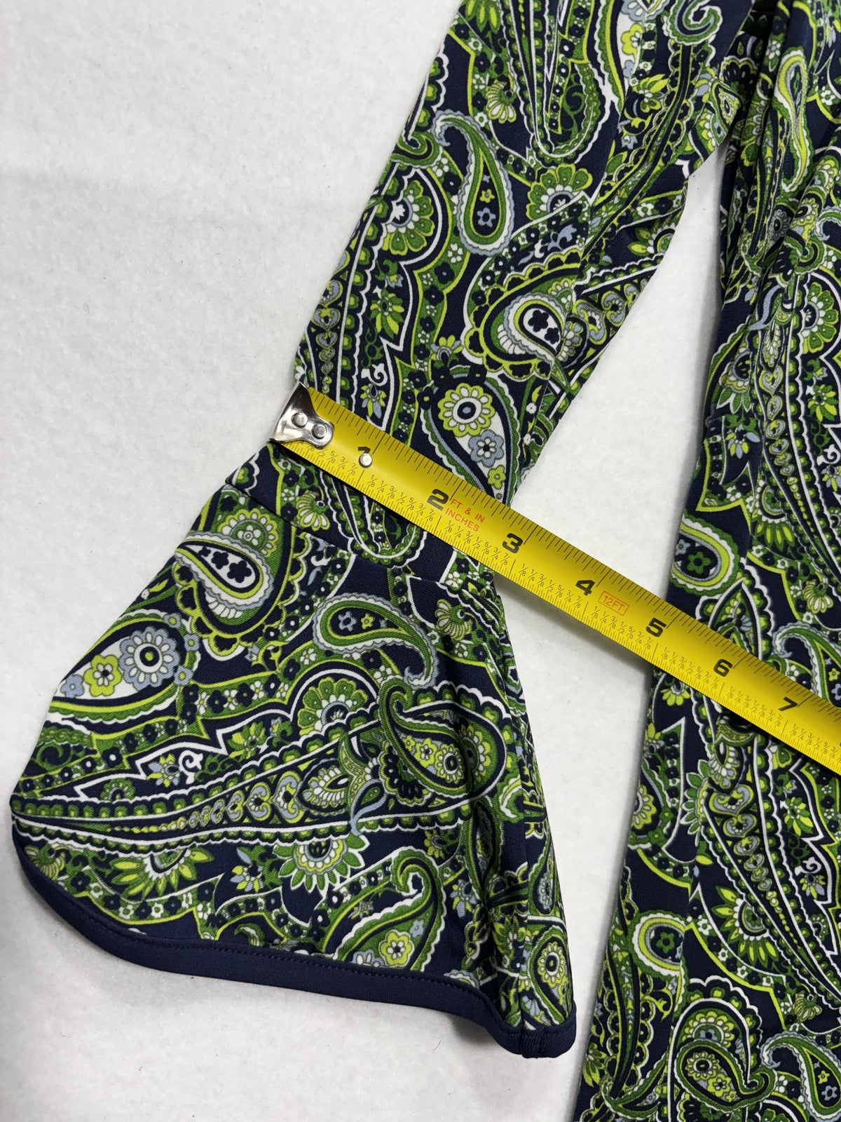 MICHAEL Michael Kors Dress Womens Large Blue Green Paisley Shift Bell Sleeve