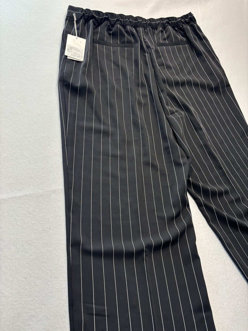 Nordstrom Dress Pants Womens XXL Black Penelope Pinstripe Wide Leg Pull On