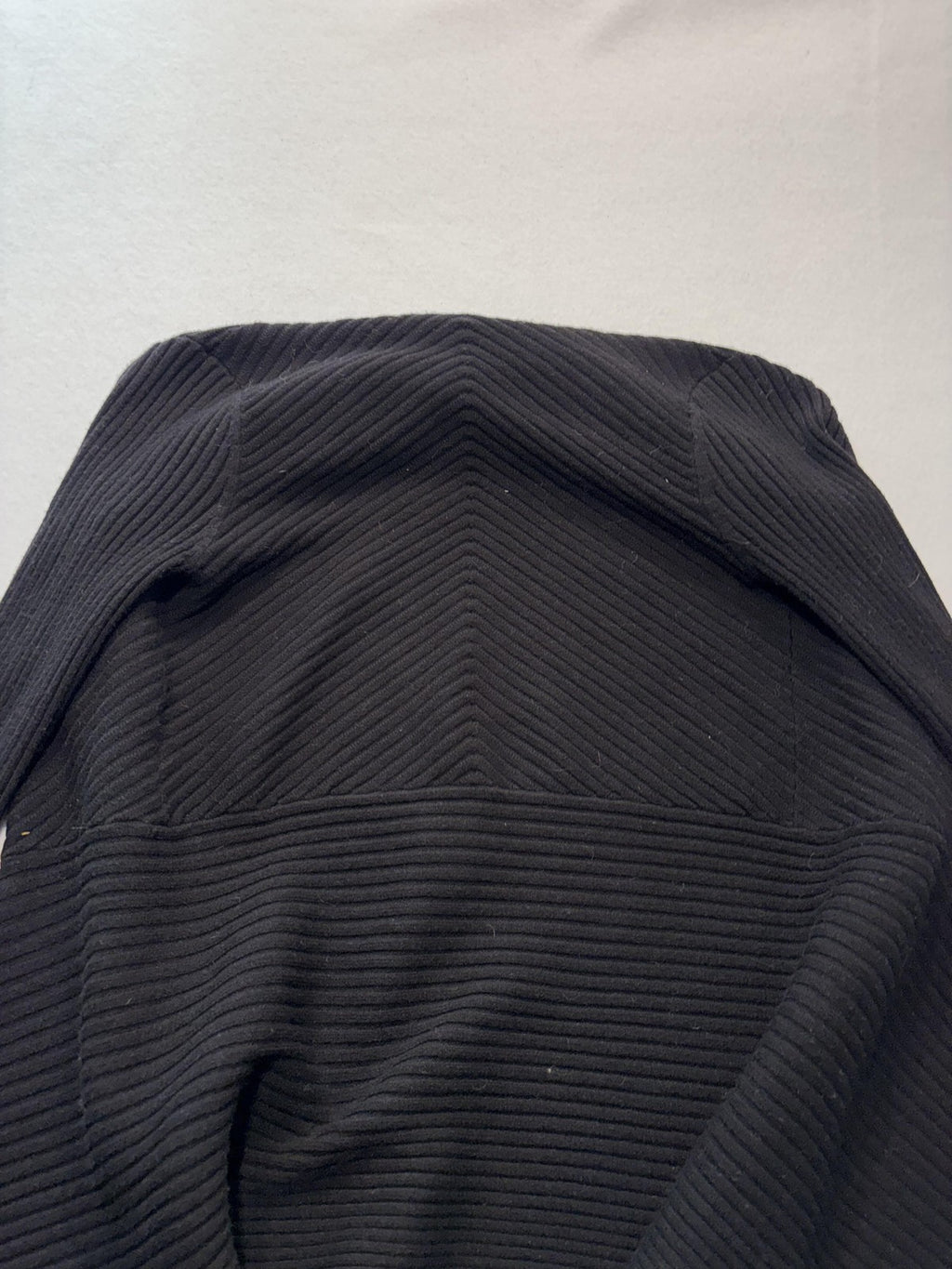White House Black Market Cardigan Womens XSP Black Rib Knit Open Front Drape Hem