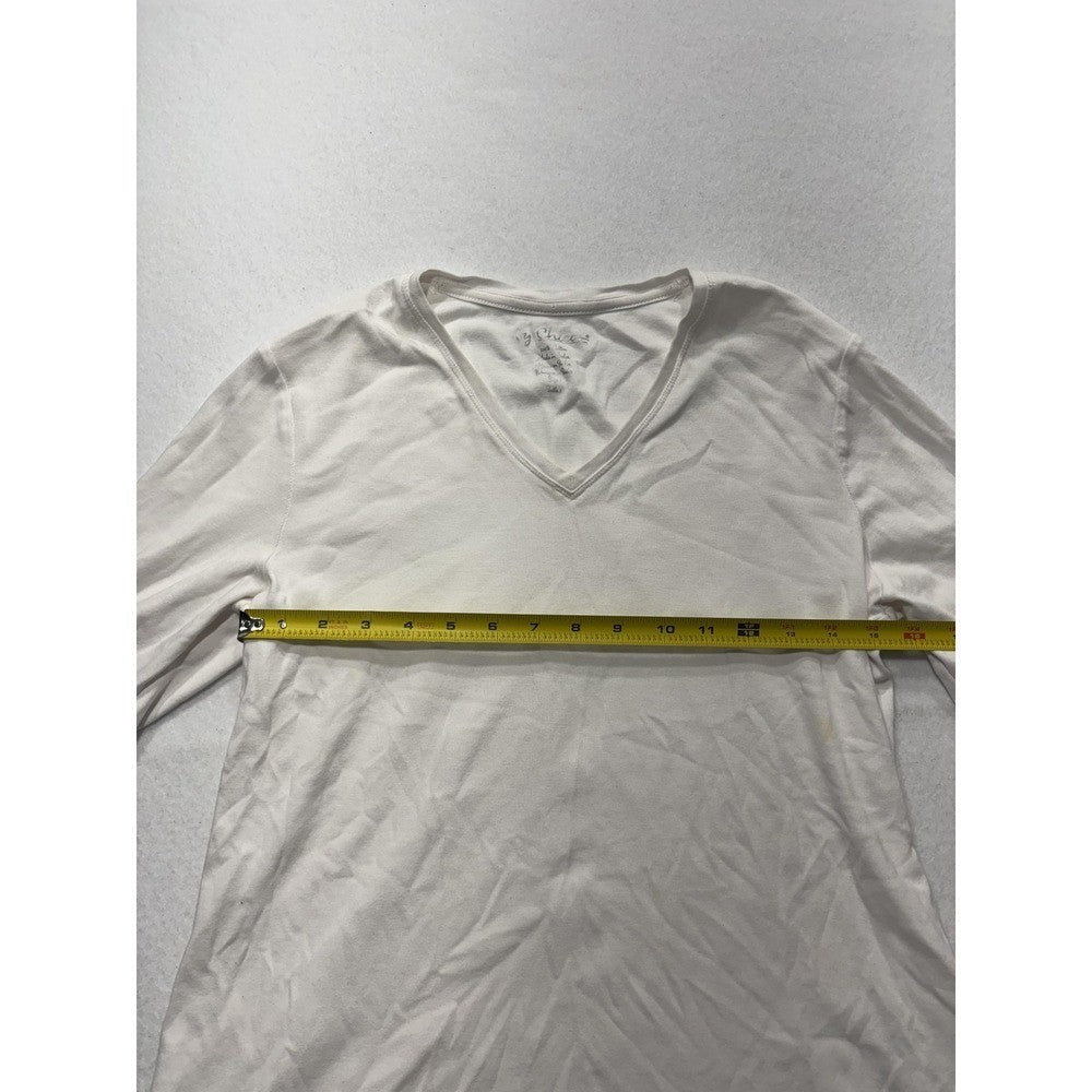 By Chico's Shirt Womens 1 White V Neck Short Sleeve Cotton Tee Basic Casual