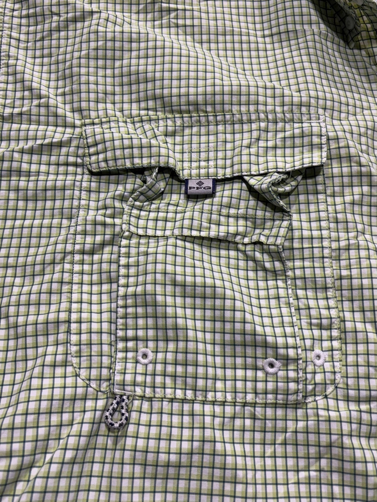 Columbia PFG Super Bahama Shirt Mens 2XL Green Short Sleeve Fishing Button Up