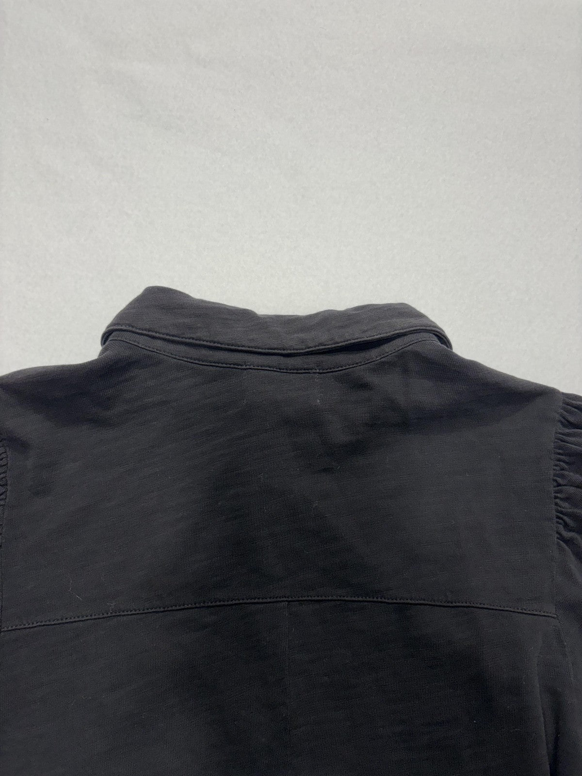 Nation LTD Button Up Shirt Womens Medium Black Puff Sleeve Cotton Collared Top